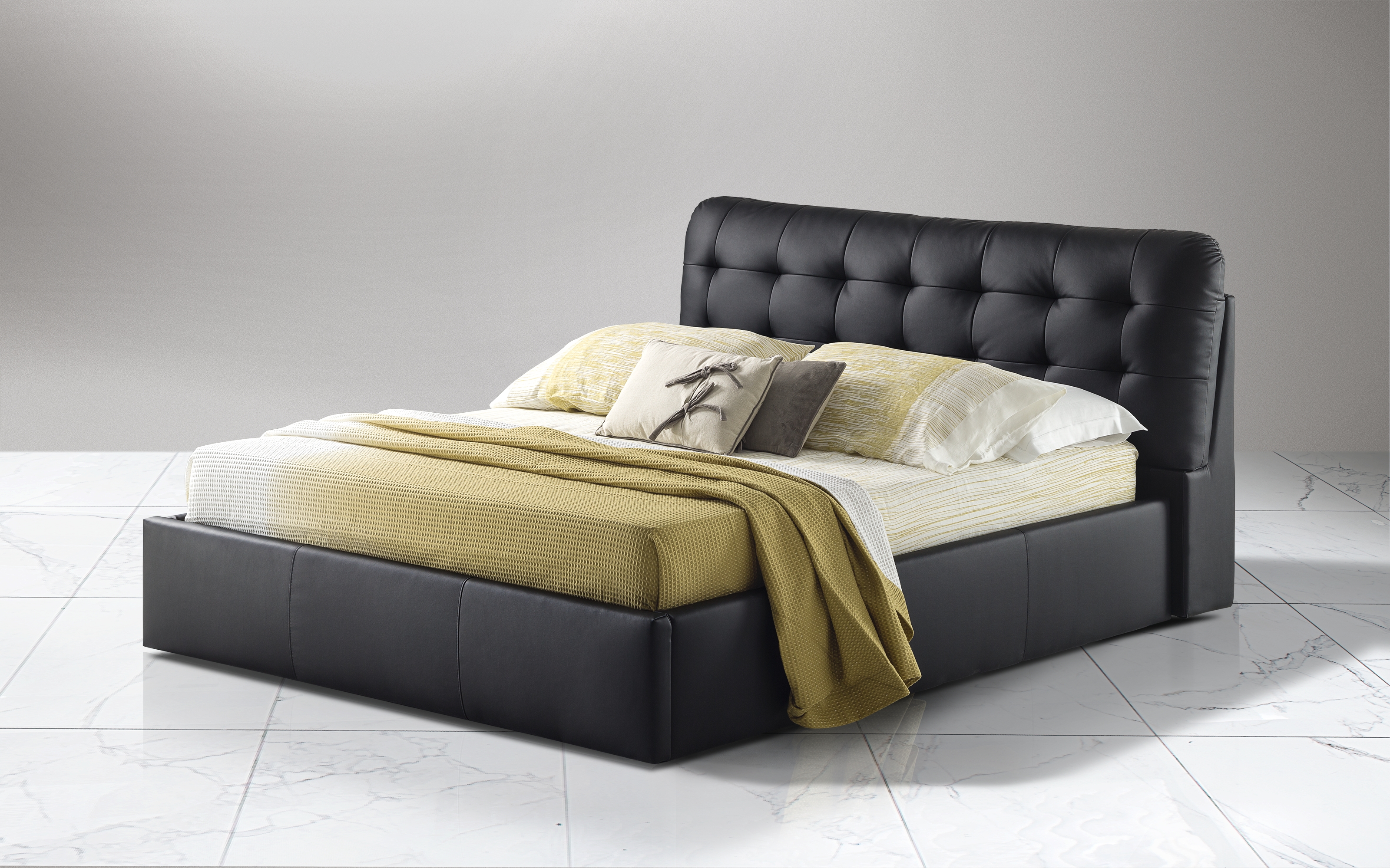 Letto contenitore matrimoniale Rivestimento eco nero: Stone