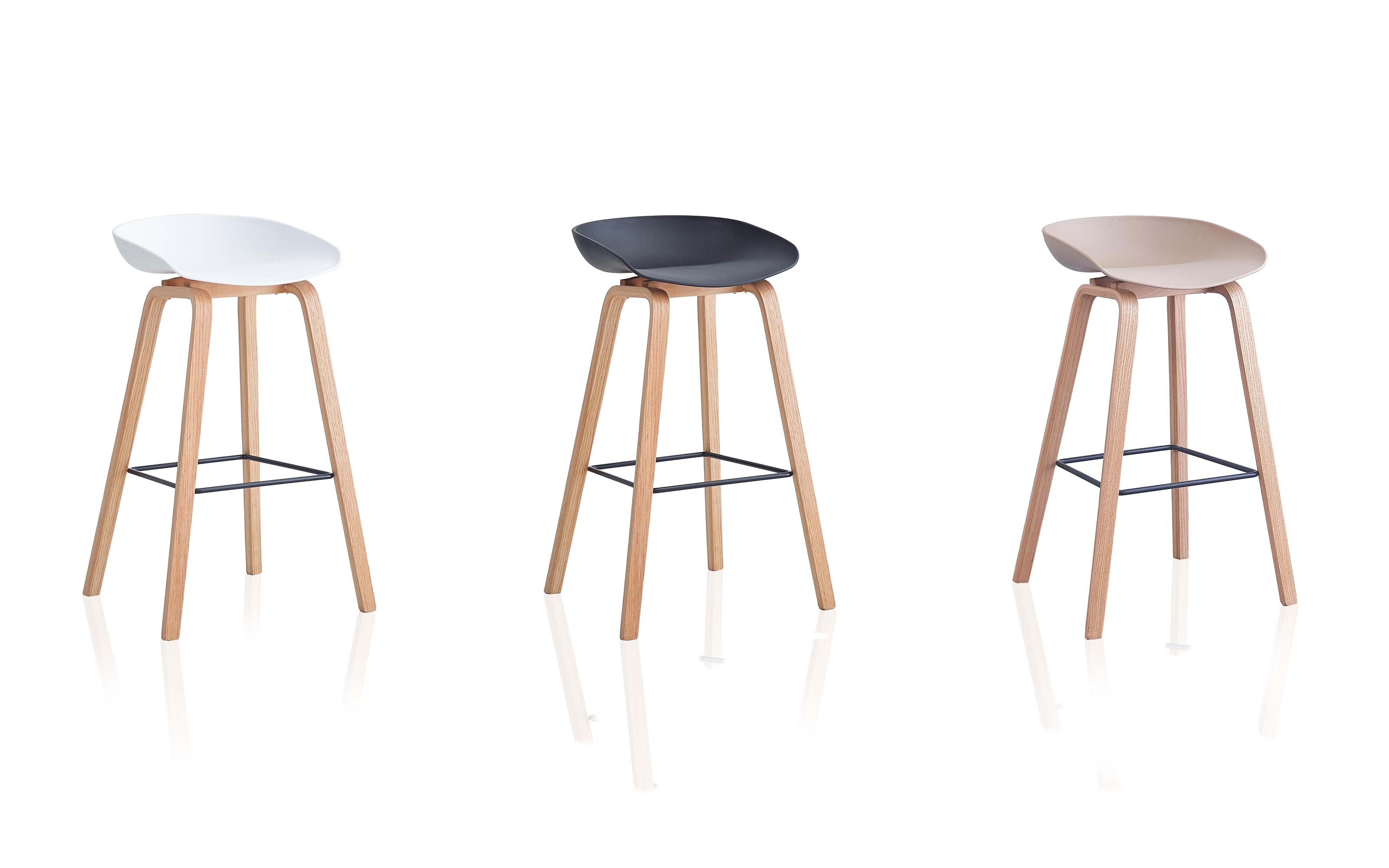 Set Di 2 Sgabelli Da Bar Regolabili In Altezza E Girevoli 360° Con Schienale - Moderni In ABS, Per Cucina E Isola, 43x43cm, Nero - 2