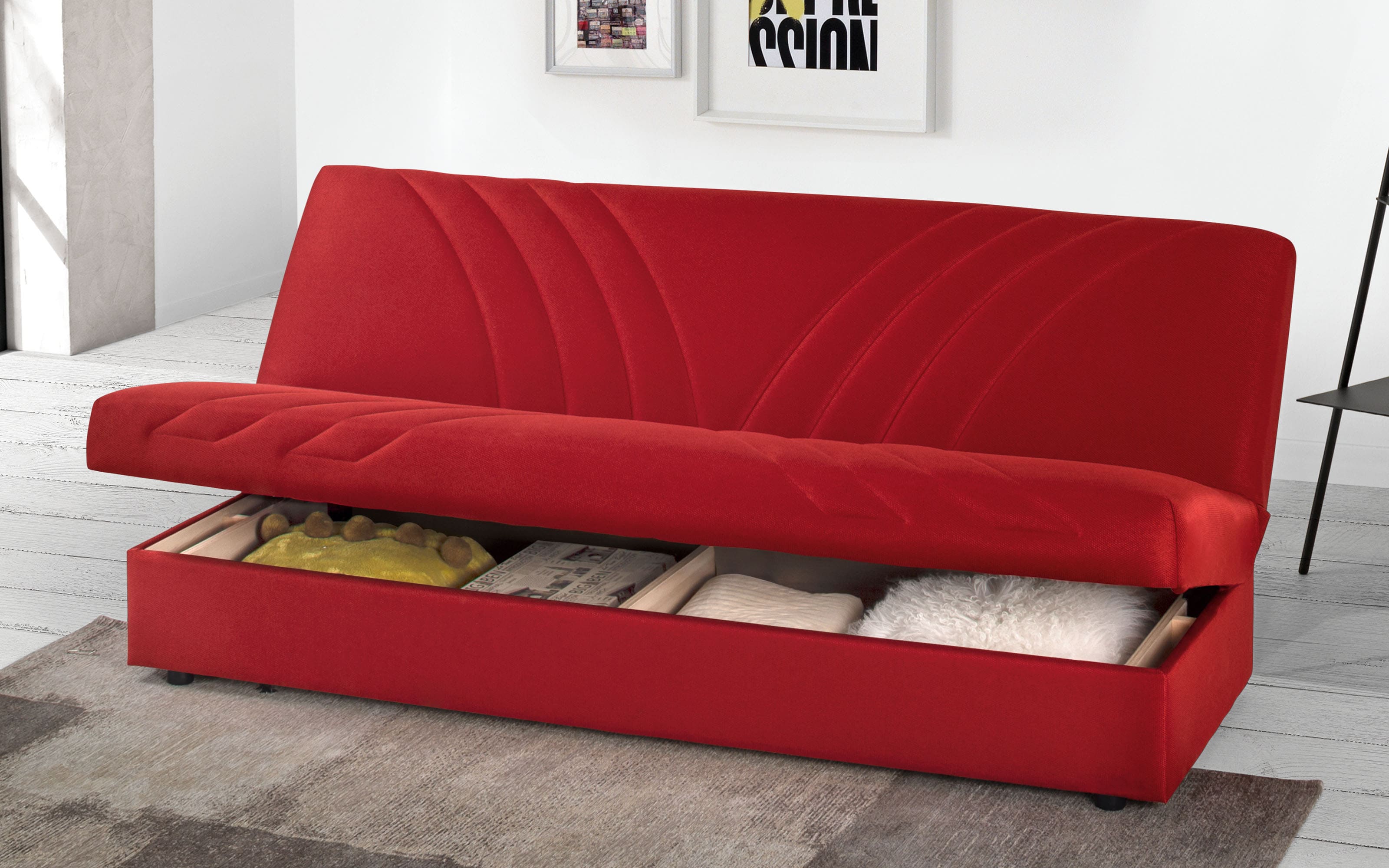 Divano Letto economico, rosso: Max Mondo Convenienza