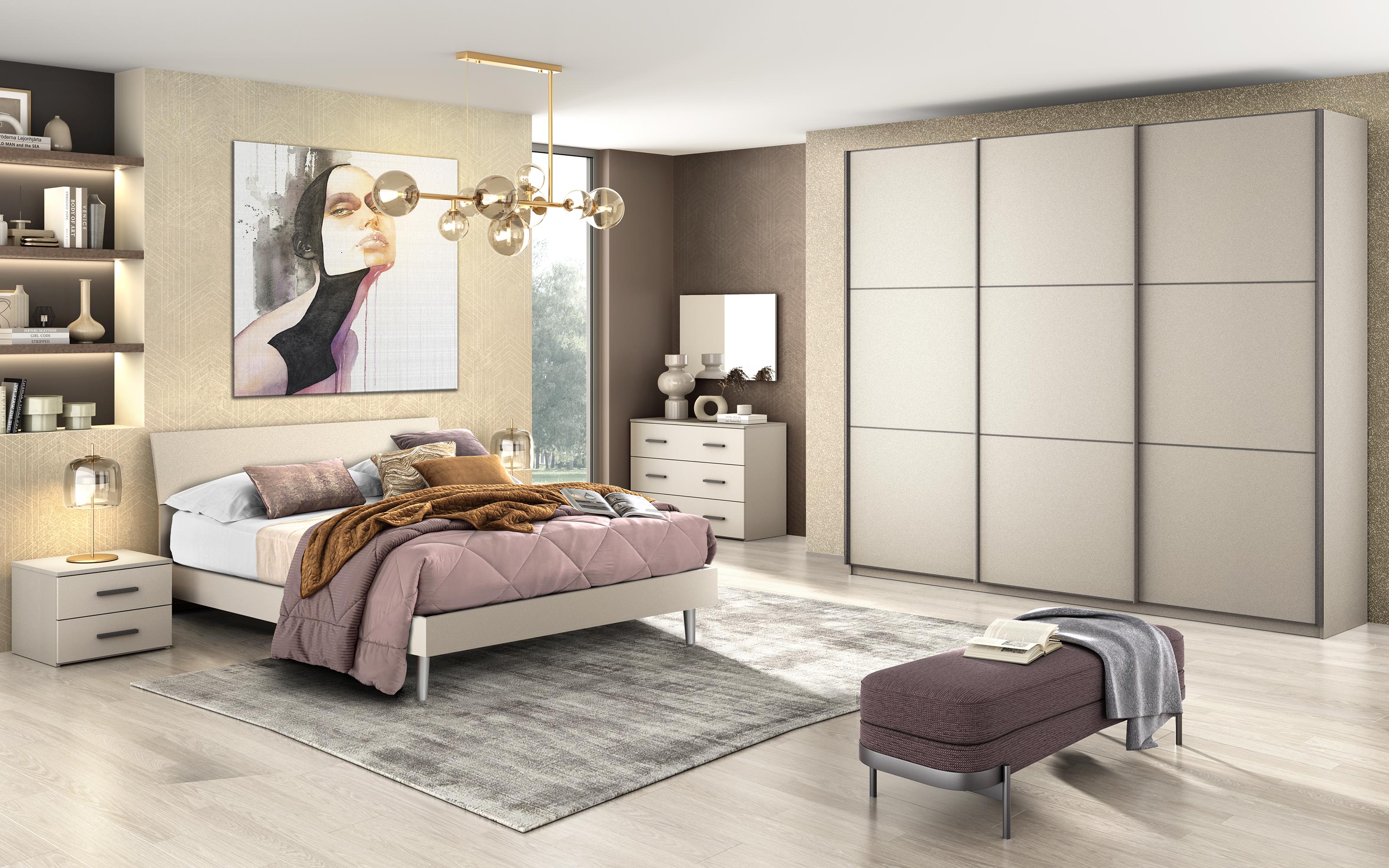 Camera ante scorrevoli con giroletto zinco: Marina Mondo