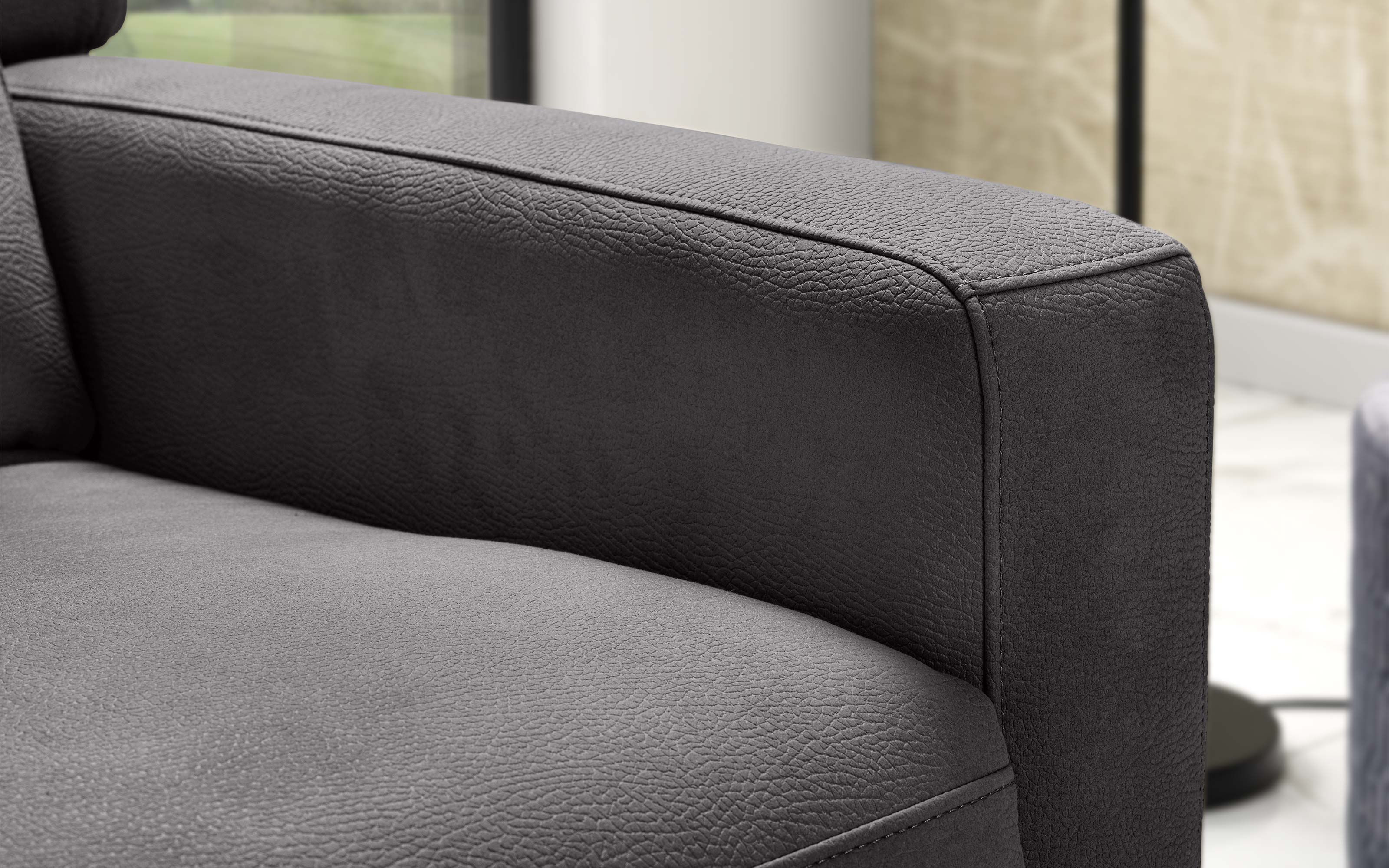 Poltrona recliner elettrico Rivestimento fibra antracite: Milos