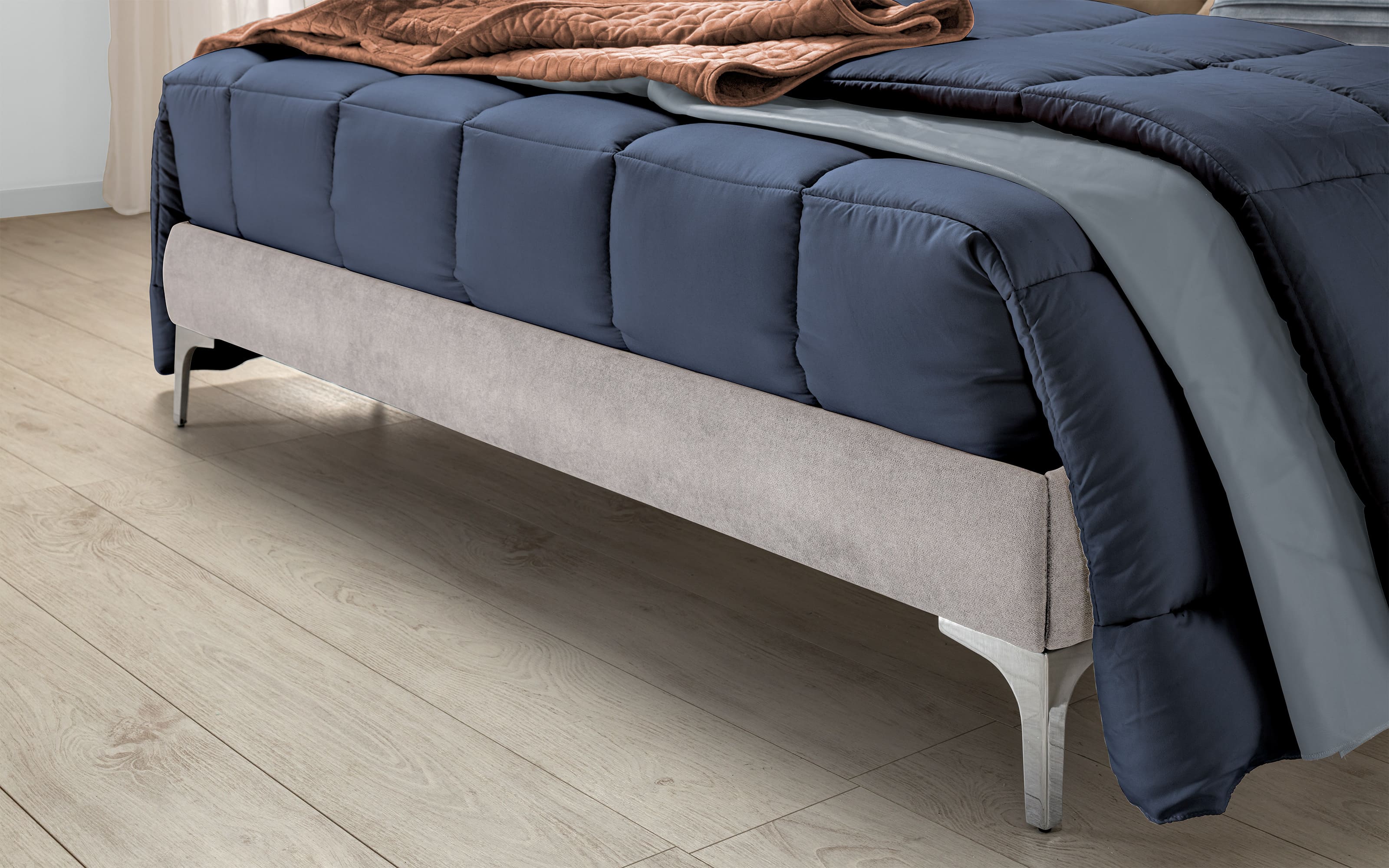 Letto una piazza e mezza senza contenitore Tessuto bacos light