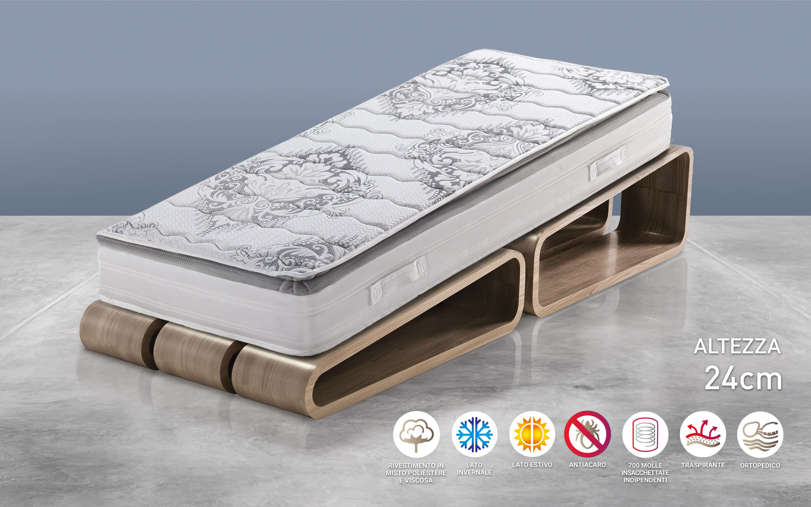 Materasso Singolo 90x190 Cm Memory Foam Con Molle Insacchettate 25 Cm, Ibrido Rigido Antirumore, Certificato - 2