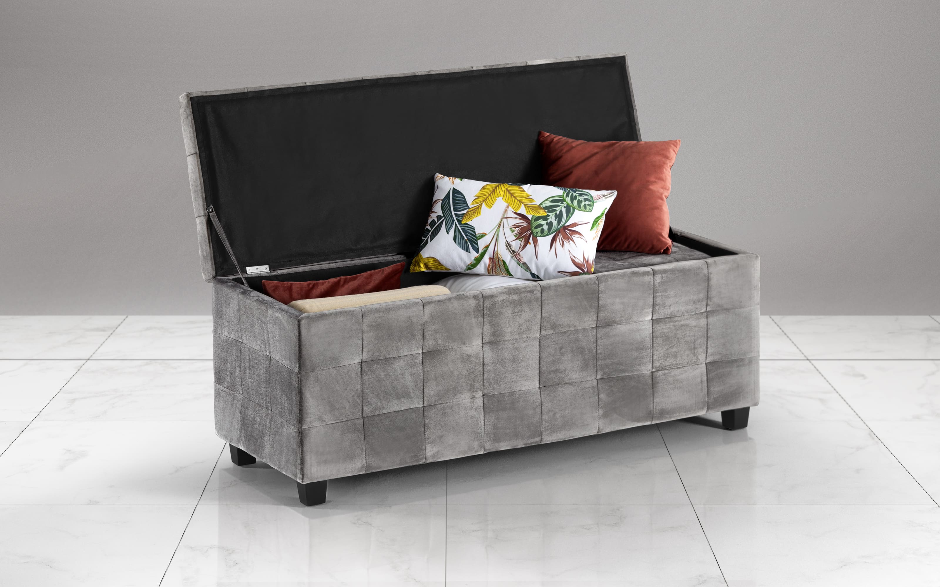 Panca Effetto velluto grigio scuro: Milano Mondo Convenienza