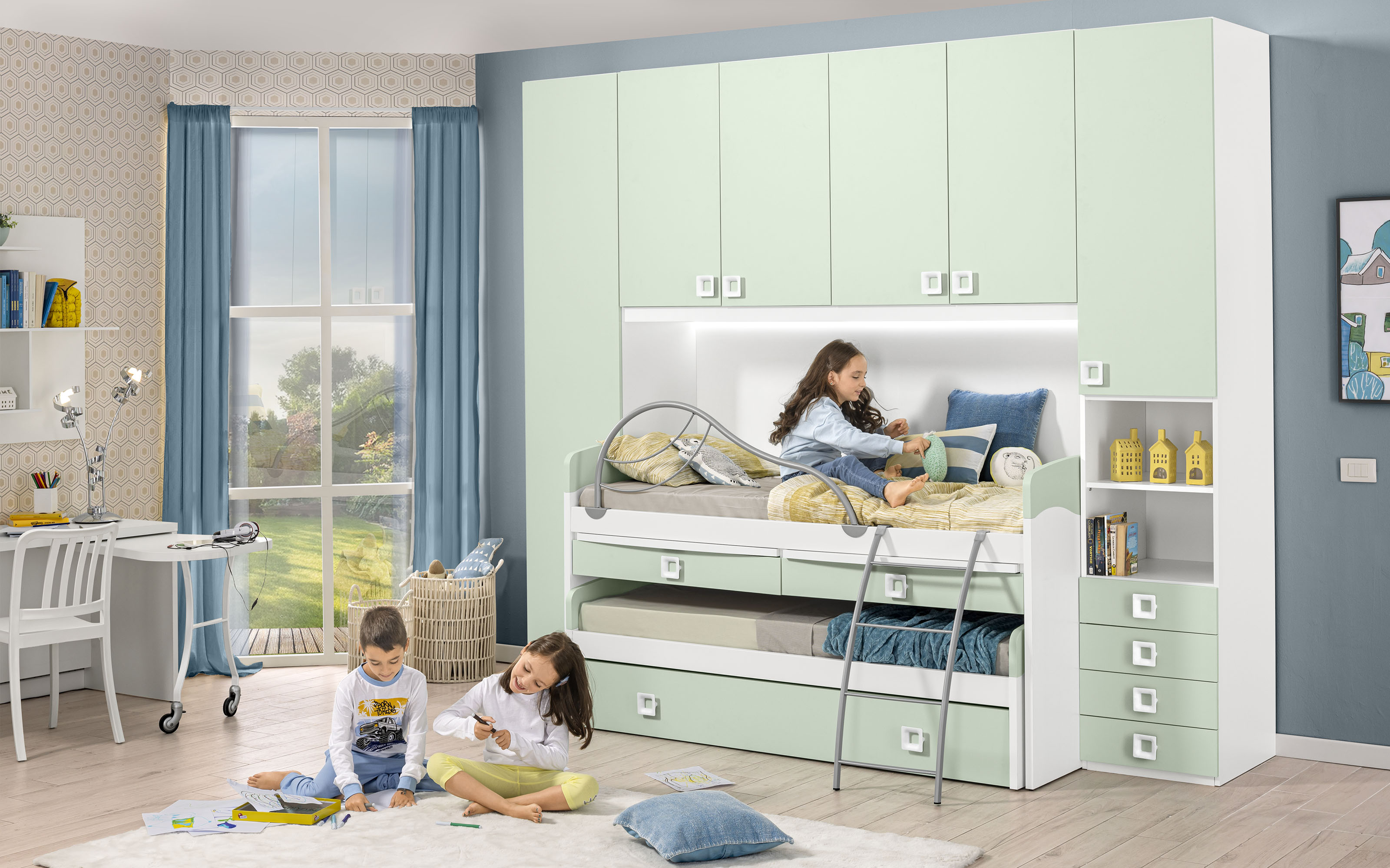 Cameretta a ponte bianca, letti: Bravo Mondo Convenienza