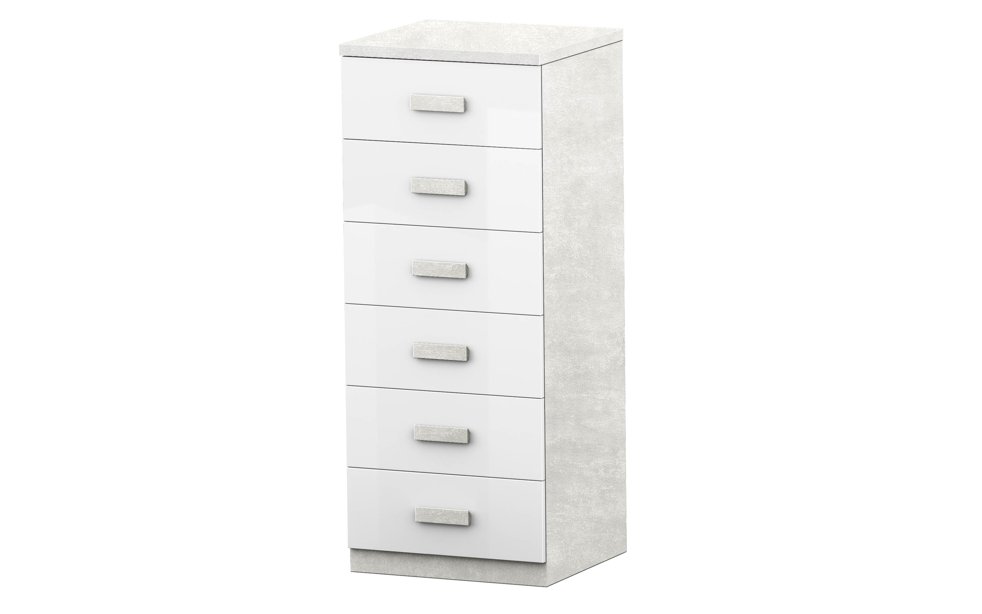 GABRIEL - Cassettiera A 14 Cassetti  4+6+4  - Credenza Per Camera Da Letto Calcestruzzo Bianco Lucido H92cm L220cm P33cm