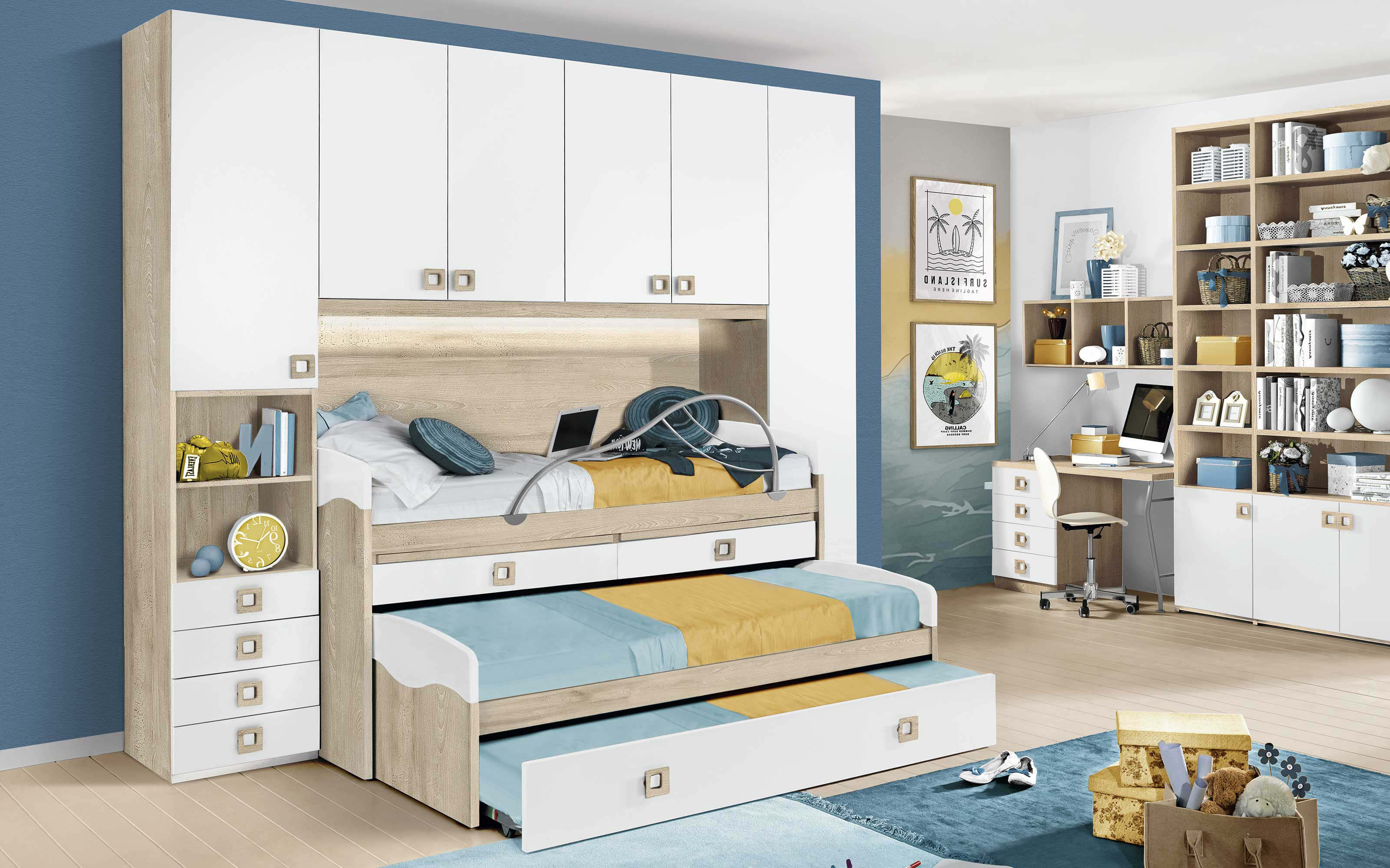 Cameretta a ponte letti, bianca: Bravo Mondo Convenienza