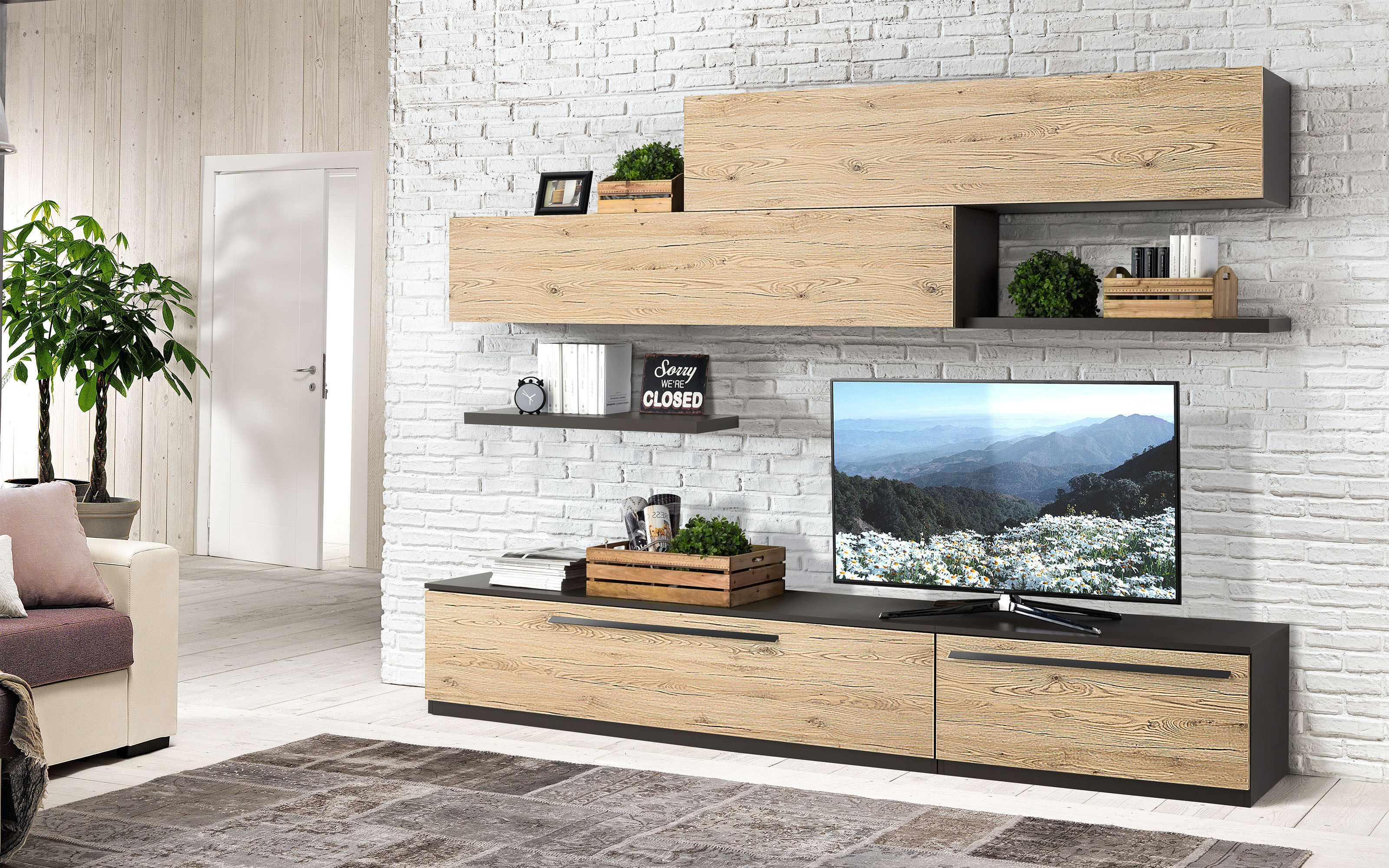 Parete Soggiorno effetto Legno: Skema Mondo Convenienza