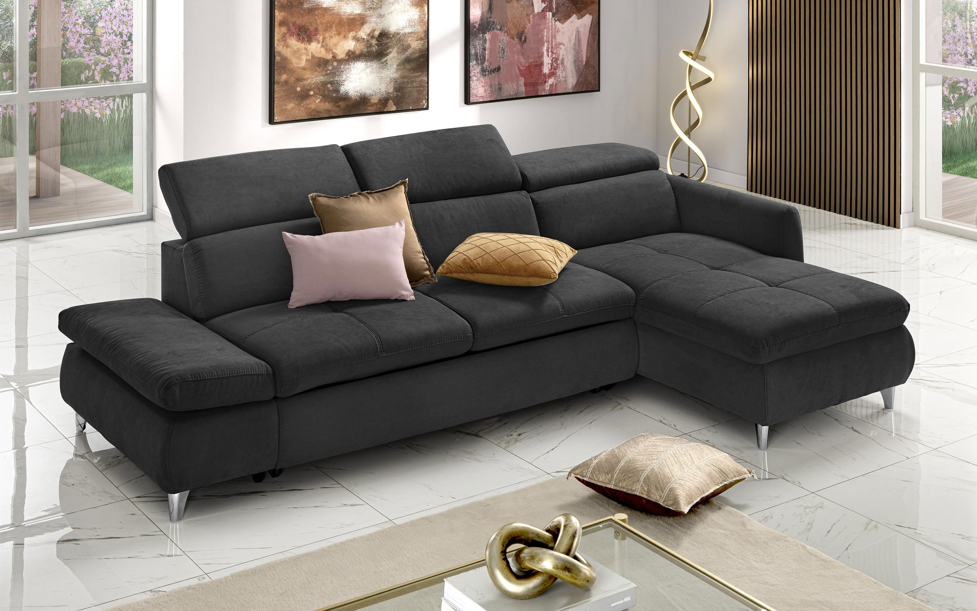 Mantovana Per Divano Letto Belledorm In Camoscio Sintetico Nero - Profondità 48 Cm - Materiale Elasticizzato (90% Poliestere, 10% Spandex)