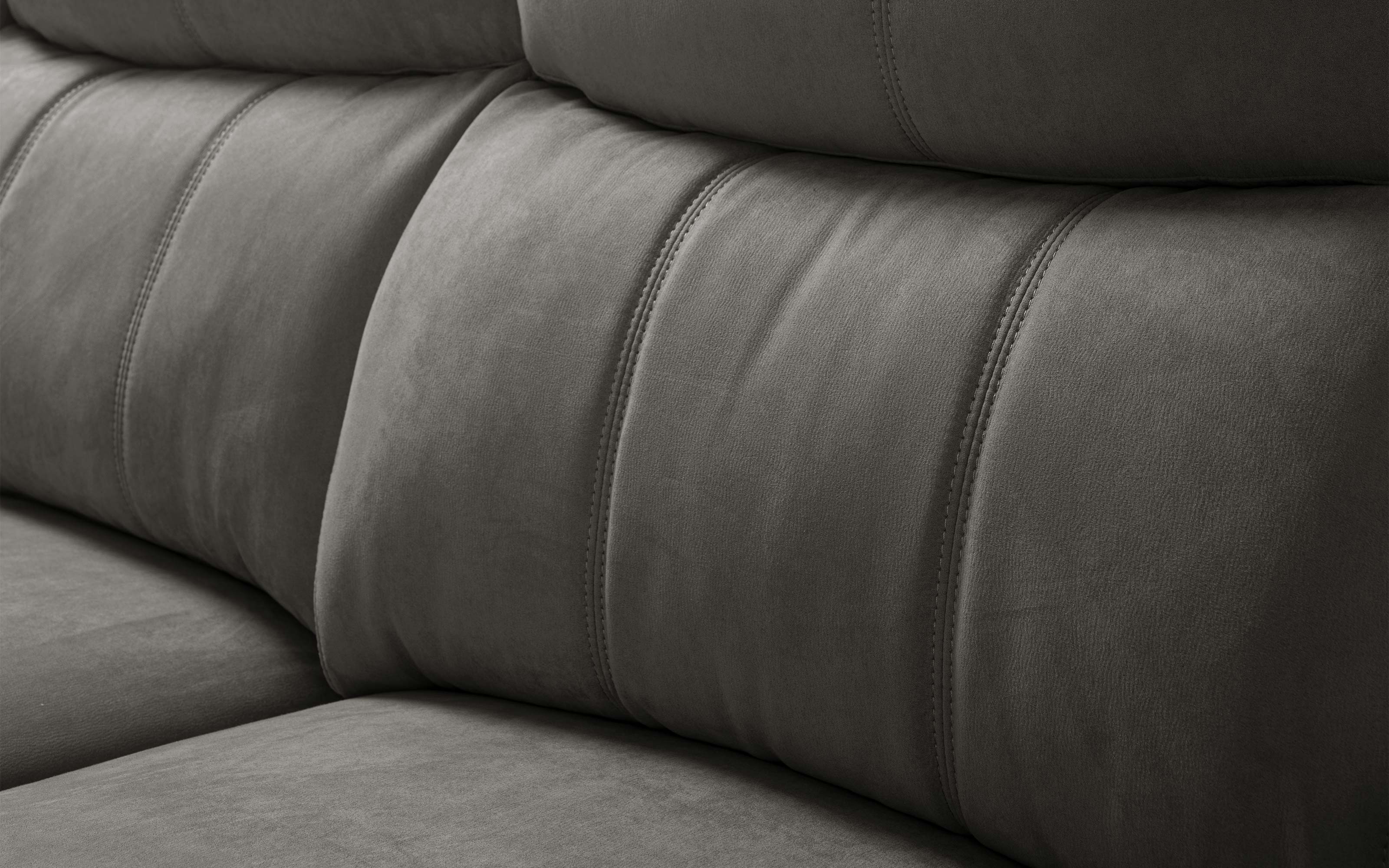 Divano angolare con penisola sinistra - recliner elettrico tessuto loto grigio scuro: Positano