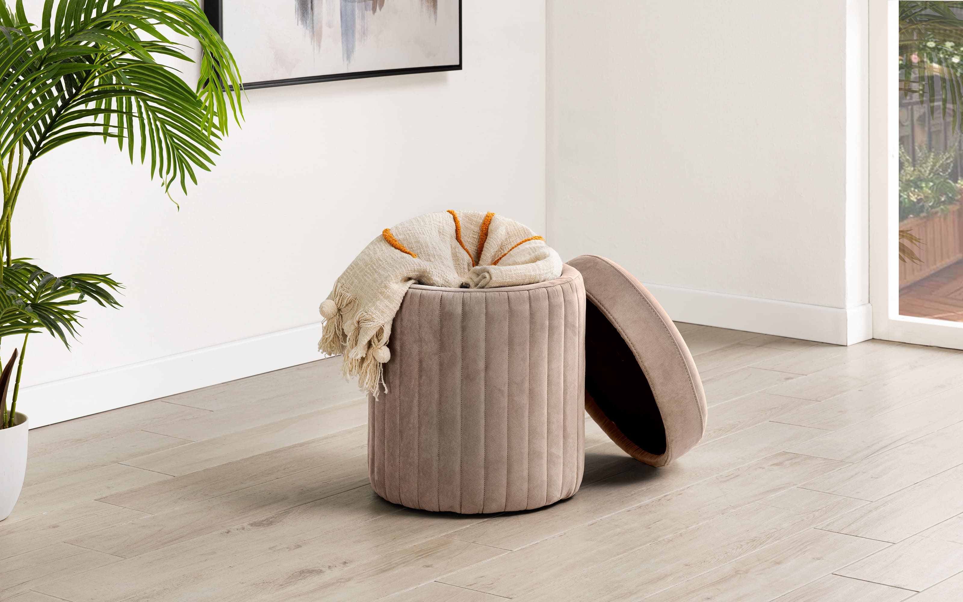 Pouf Imbottito Evolur Holland In Grigio Chiaro, Poggiapiedi Per Allattamento, Con Struttura In Legno, Dimensioni 50x39x39 Cm