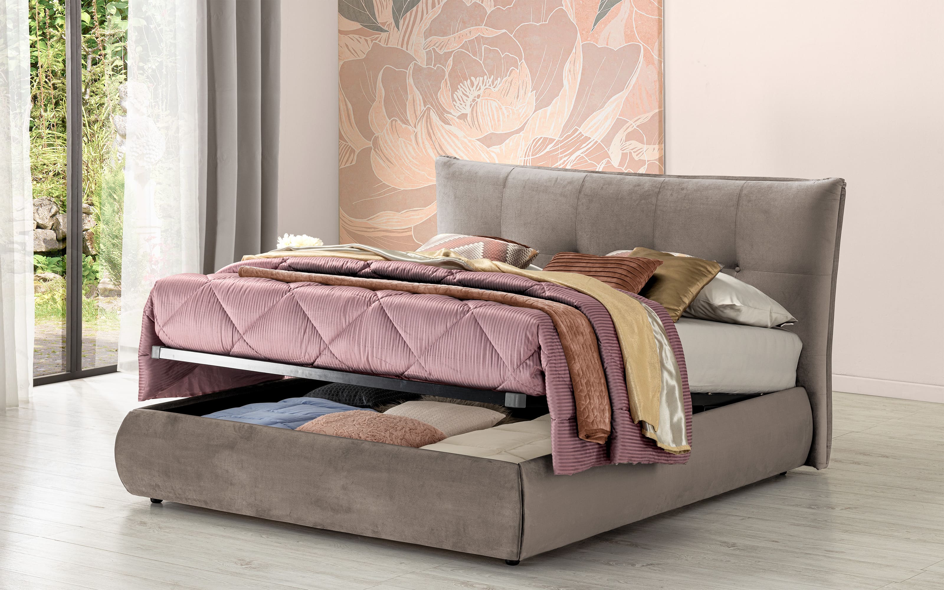 Legno Letto Contenitore Alzata Orizzontale Mondo Convenienza