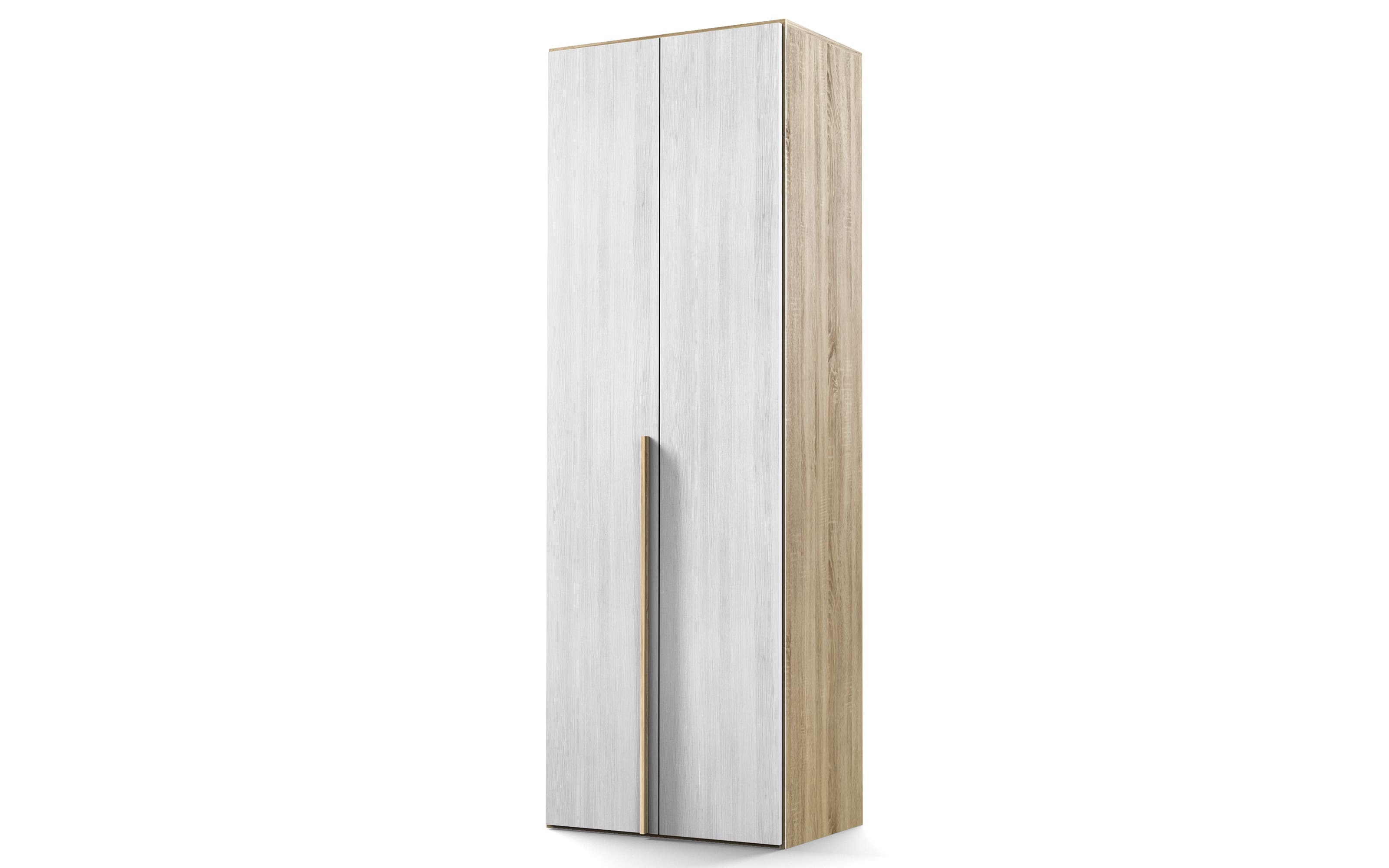 Armadio 2 ante maxi scorrevole con specchio effetto rovere cadiz, bianco neve: Donatella | Mondo Convenienza