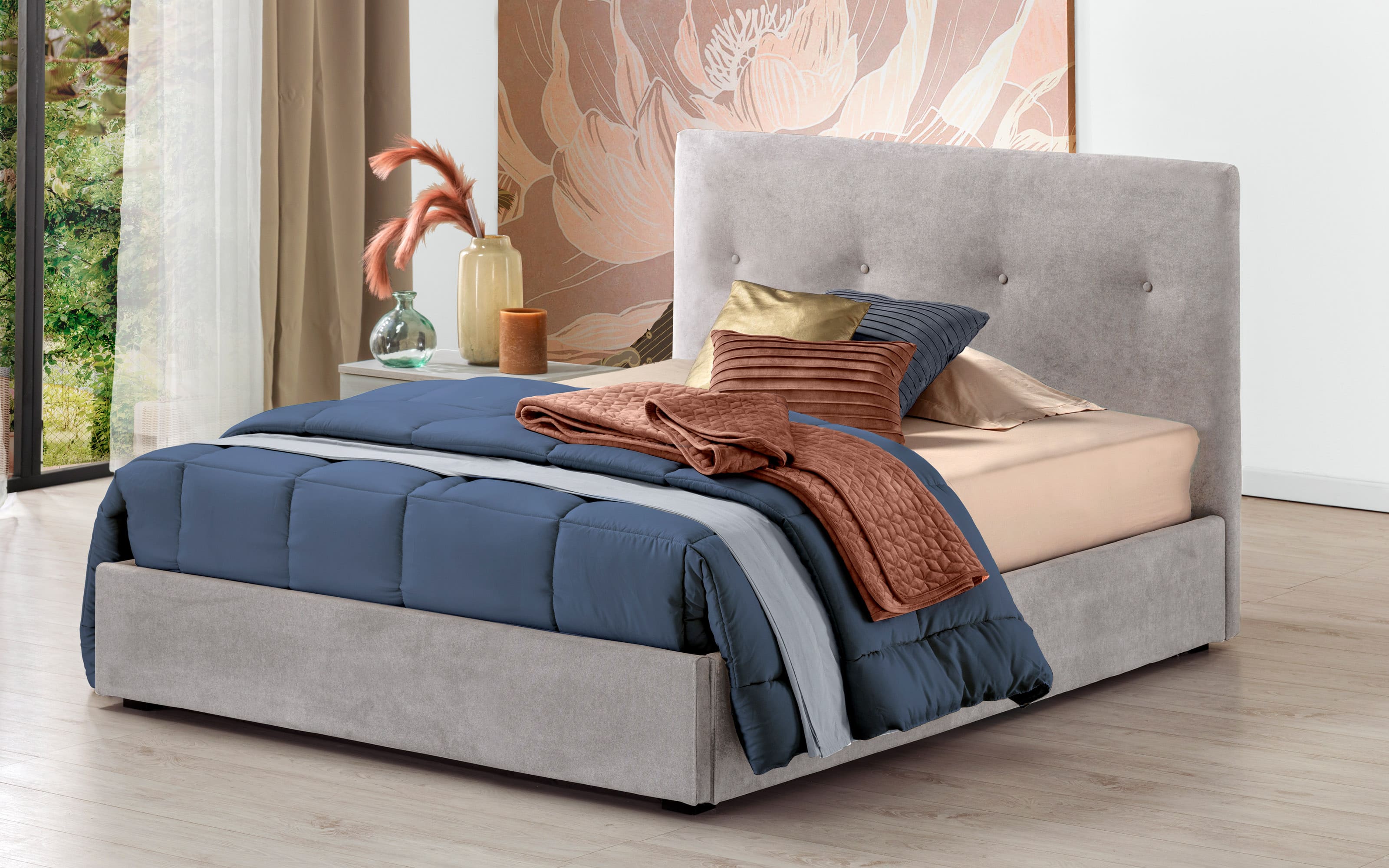 Mondo Convenienza Letto Velluto Grigio Selene Letto Matrimoniale