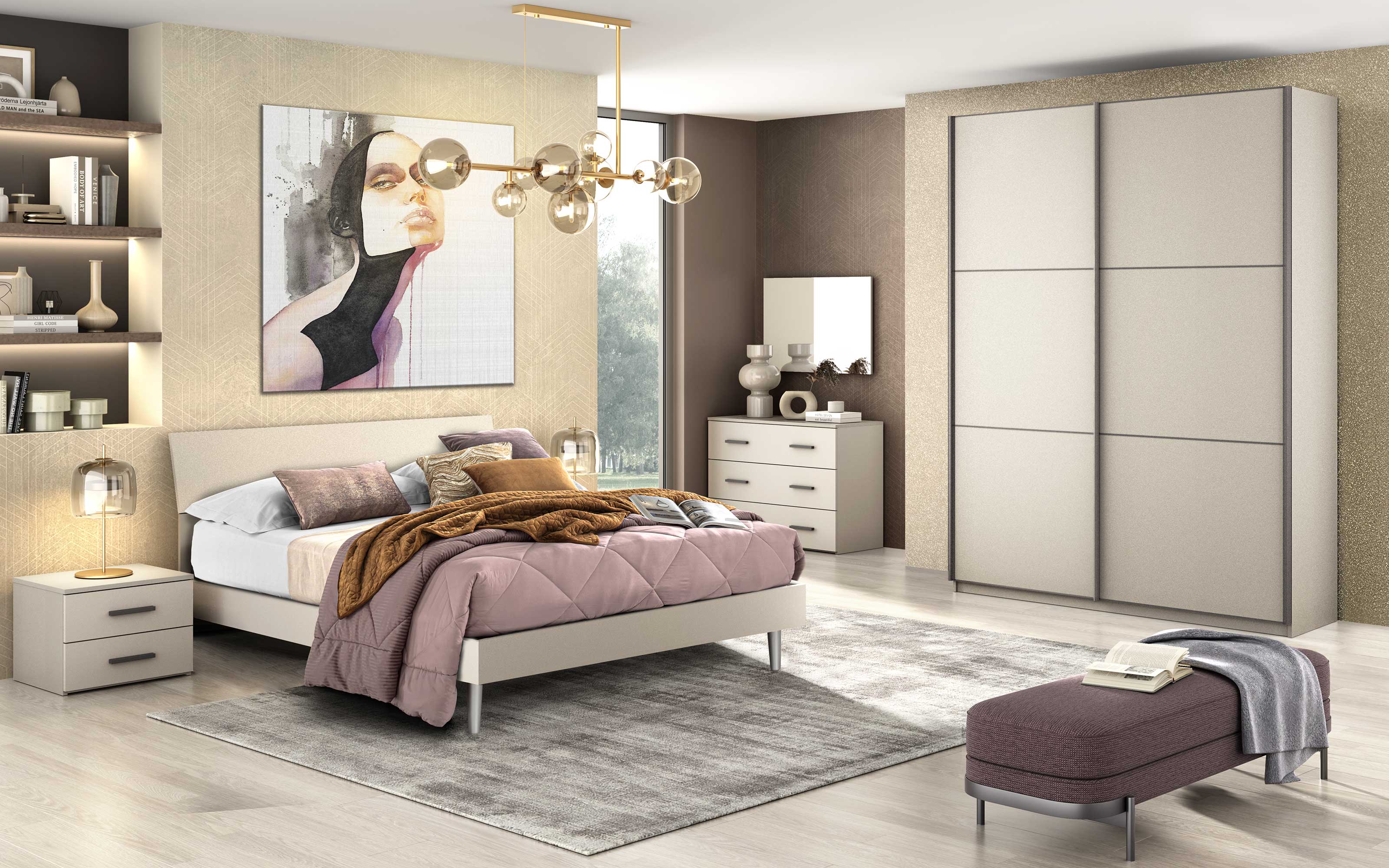 Camera ante scorrevoli con giroletto zinco: Marina Mondo