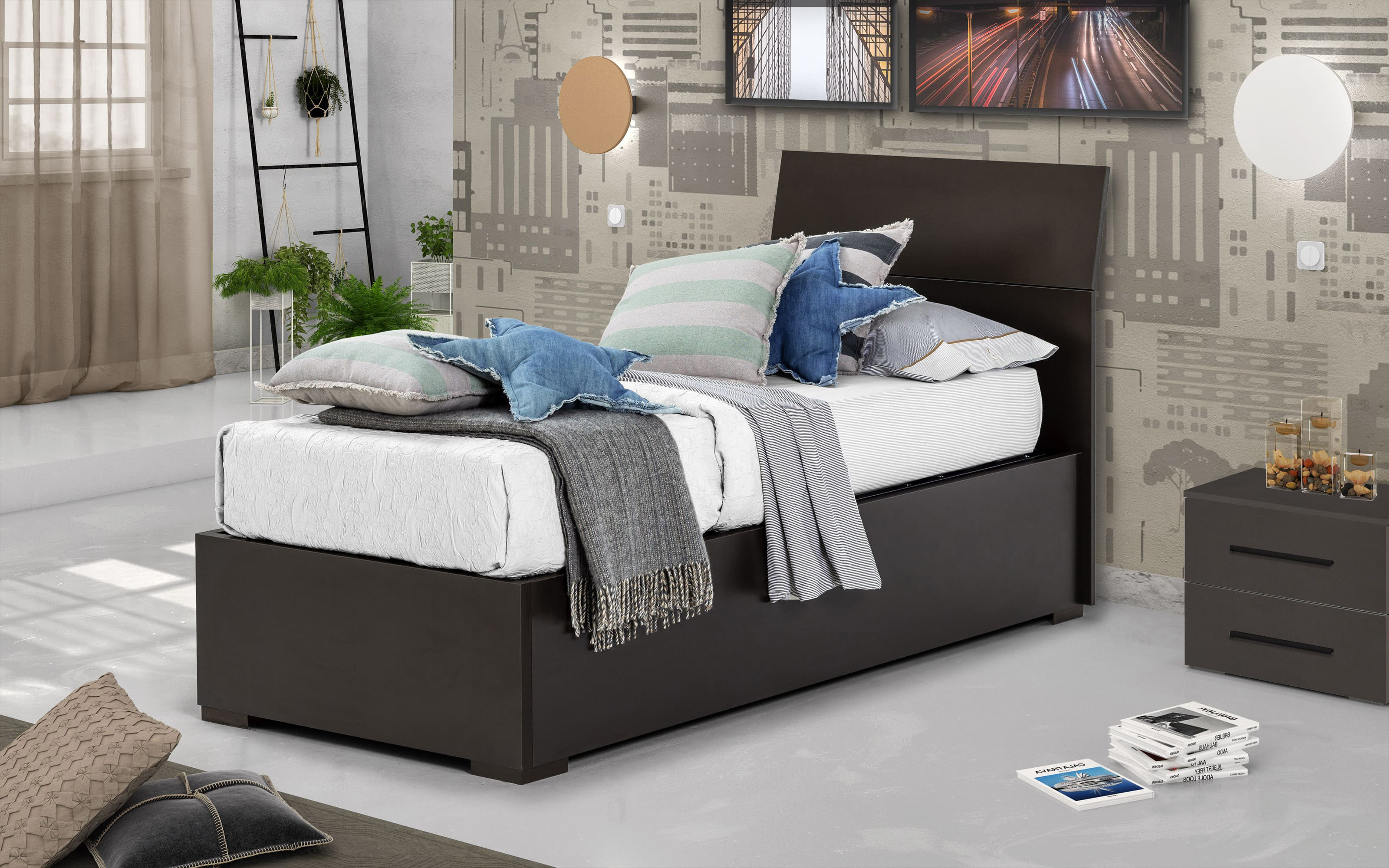 King Size Contenitore Singolo Testate Letto Imbottite Mondo