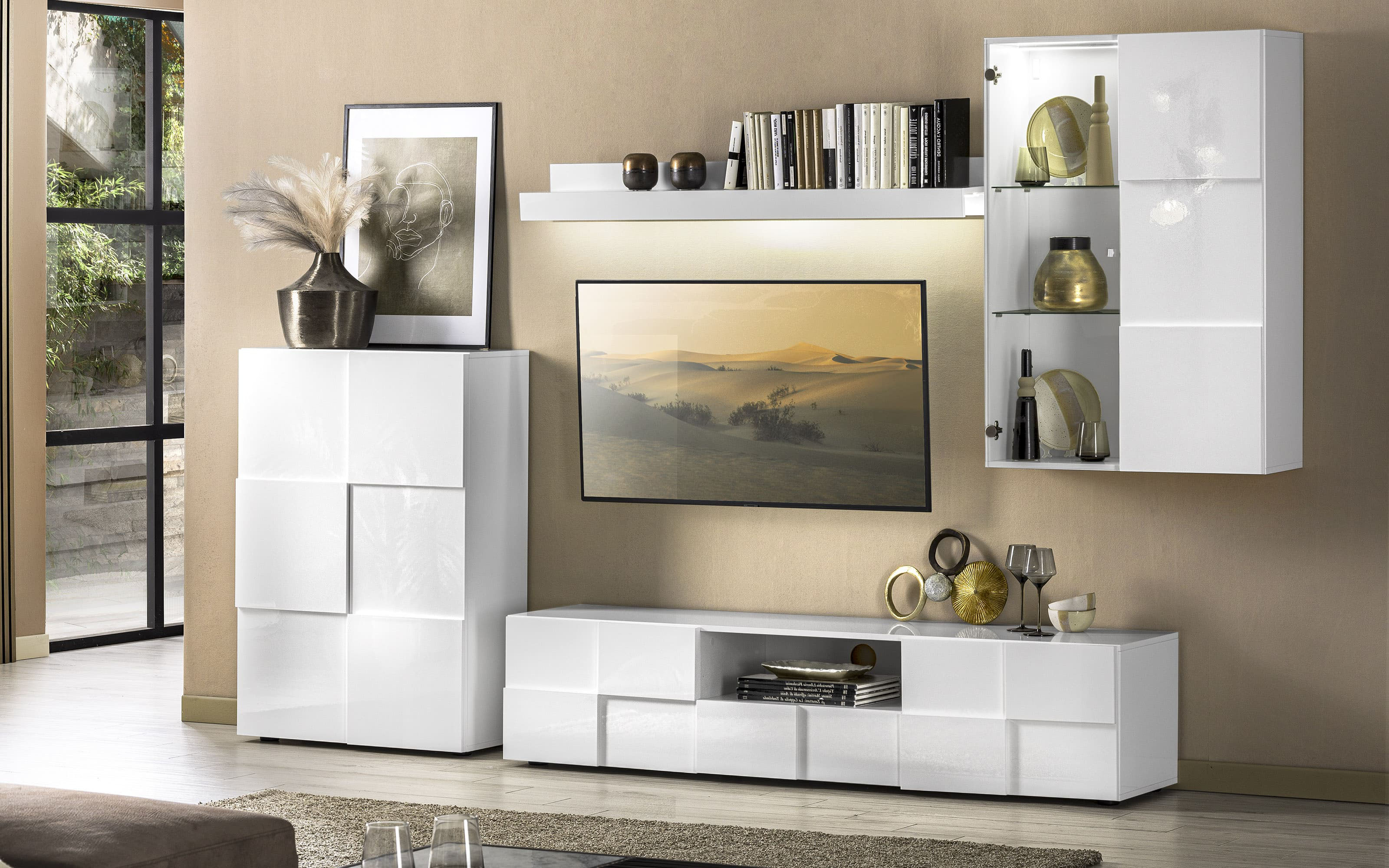 Soggiorno bianco lucido: Dama Mondo Convenienza