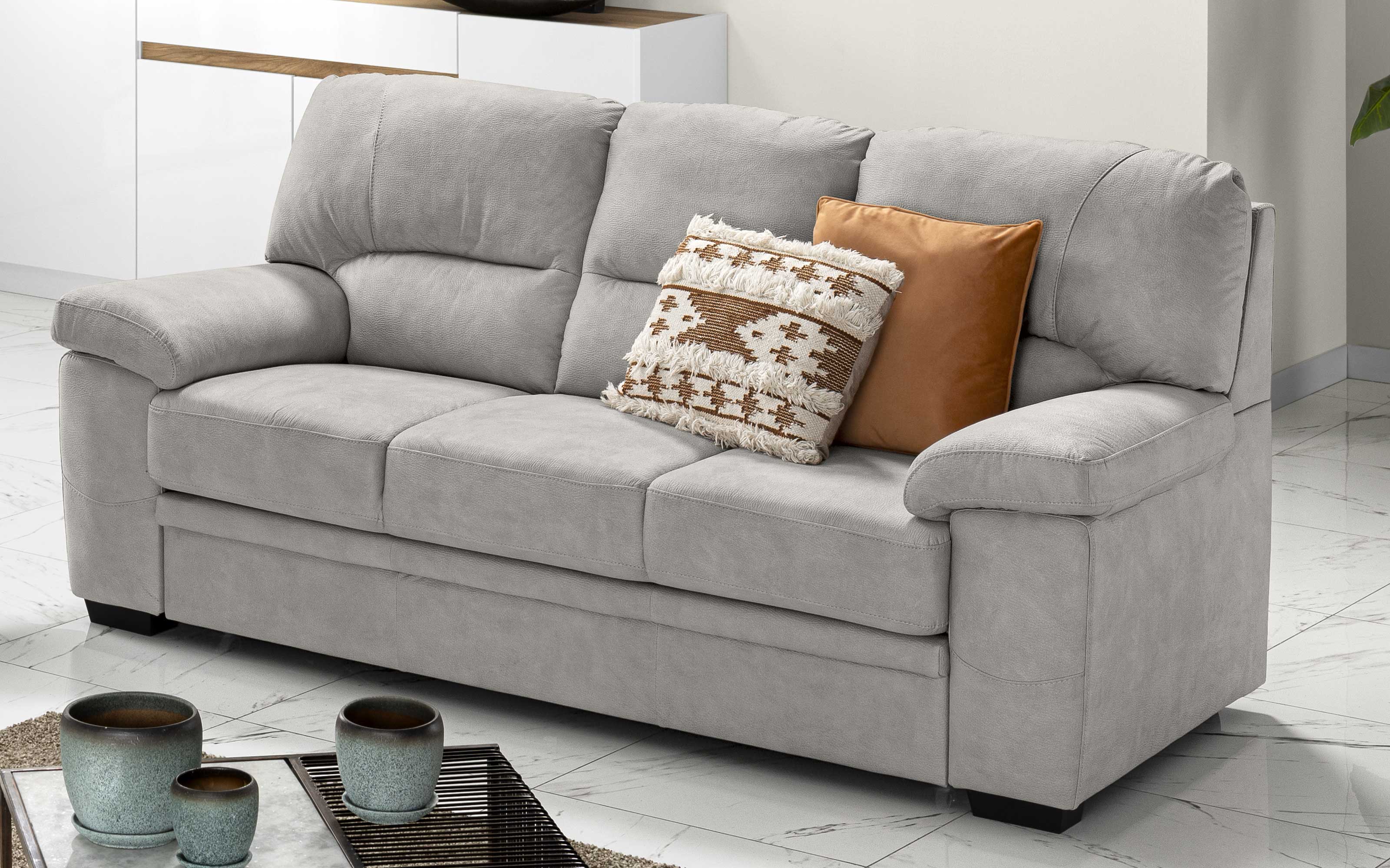 Muuto Divano Outline, 3 posti, pelle Grace grigia - nero | Finnish