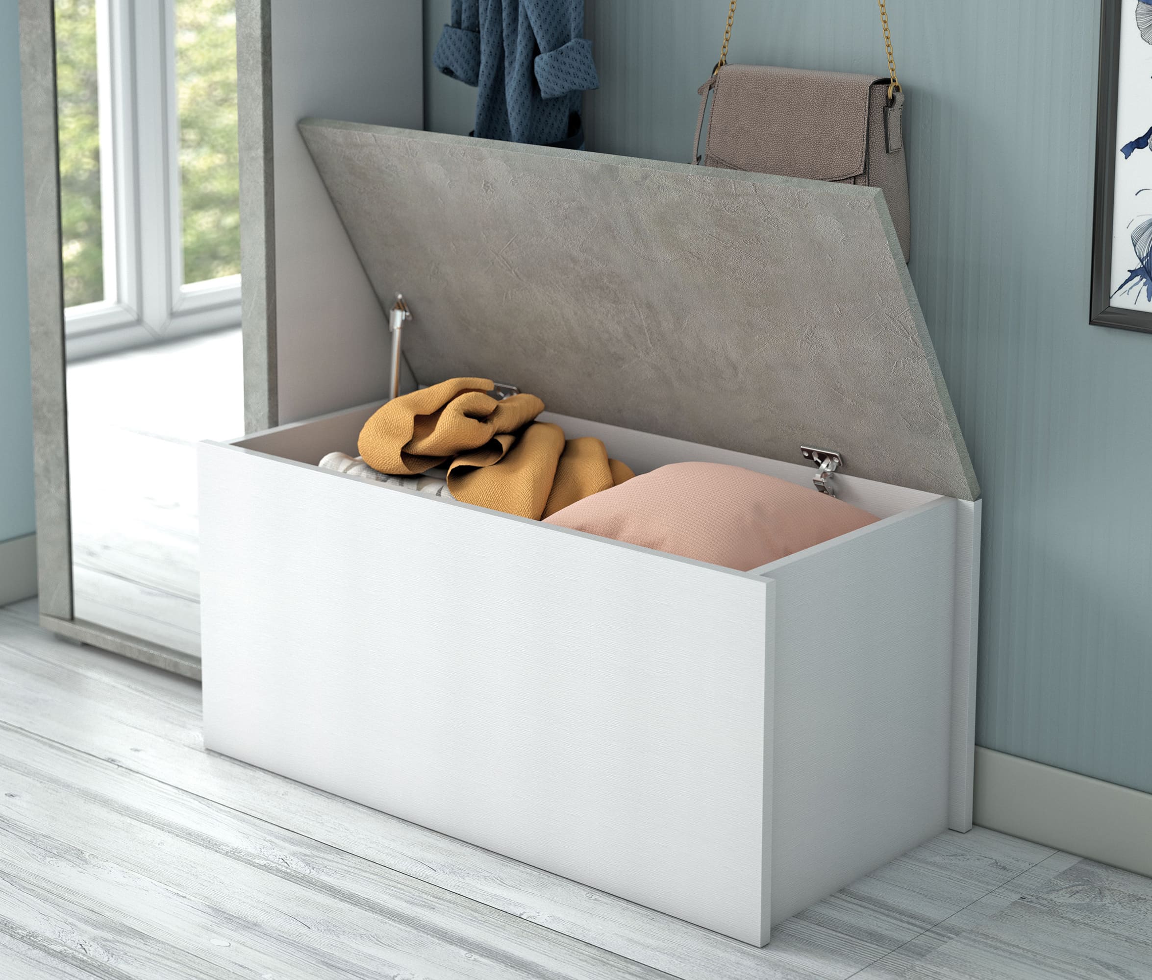 Baule contenitore bianco con top cemento: Line Mondo Convenienza