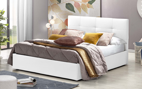 Idemon Letto Matrimoniale Imbottito 140x200 Cm Con Contenitore Idraulico - Velluto A Strisce, Testiera Regolabile In Altezza, Struttura Letto Continentale