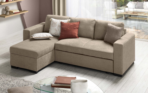 DOMO Collection Londrina - Sofá esquinero con función de Dormir en