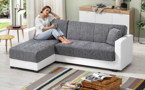 DOMO Collection Divano angolare Nika, divano con funzione di sonno a