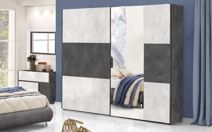 Alev - Armoire 2 grandes portes coulissantes avec miroir droit