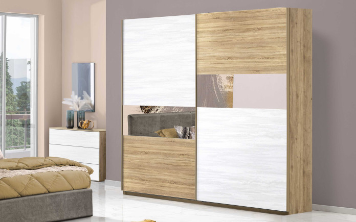 Alletanod - Armoire 2 grandes portes coulissantes avec miroir