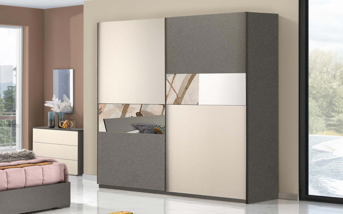 Alletanod - Armoire 2 grandes portes coulissantes avec miroir