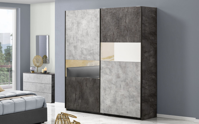 Alletanod - Armoire 2 portes coulissantes avec miroir