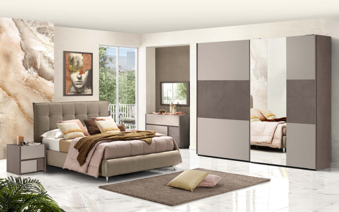 Alev - Chambre 2 grandes portes coulissantes avec miroir sans lit