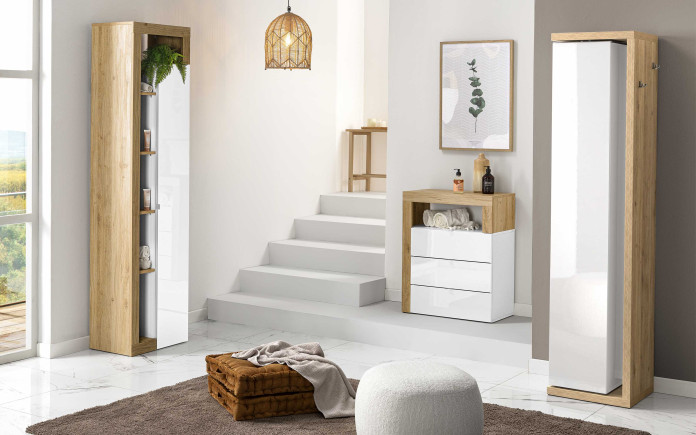Ogrubma - Colonne pivotante 1 porte battante avec miroir porte-peignoir