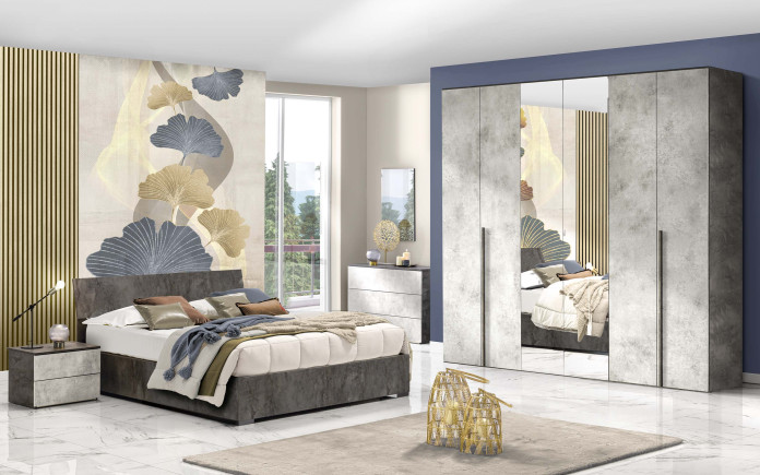 Alletanod - Chambre 6 portes battantes avec miroir central avec lit coffre - Immagine 1