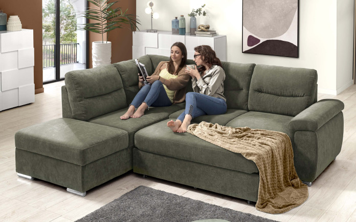 Edisi - Canapé-lit d'angle avec pouf coffre gauche - mécanisme extractible - Immagine 1
