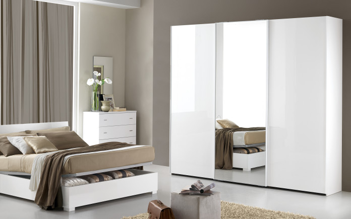 Aiccerf - Armoire 3 portes coulissantes avec miroir central
