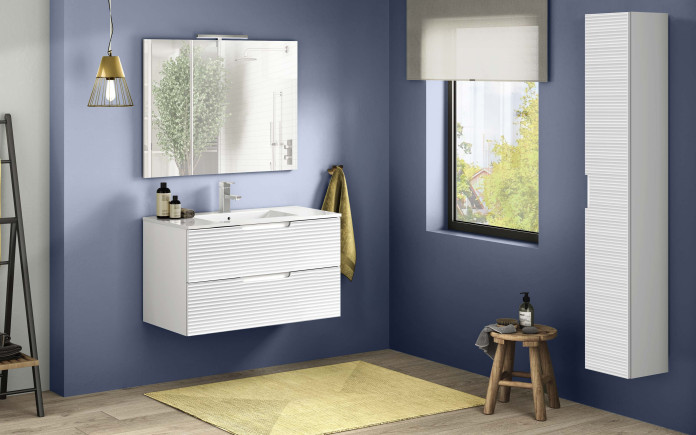 Ainival - Meuble salle de bain suspendu avec led