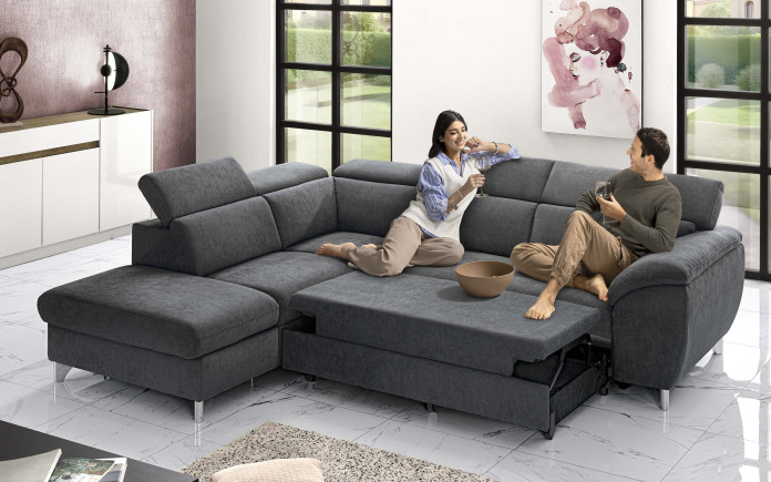 Arttele - Canapé-lit d'angle avec pouf coffre gauche - mécanisme extractible - Immagine 1