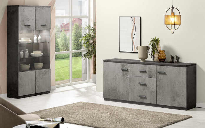Ameks - Buffet avec socle 2 portes 3 tiroirs