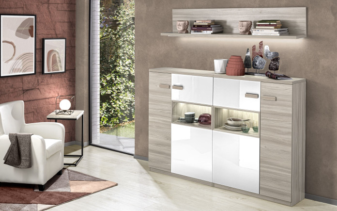 Osagep - Buffet 2 portes avec vitrine battante droite