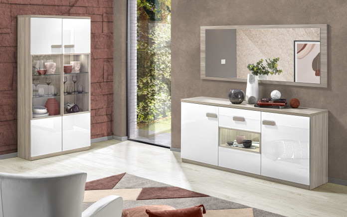 Osagep - Buffet 3 portes avec vitrine centrale battante