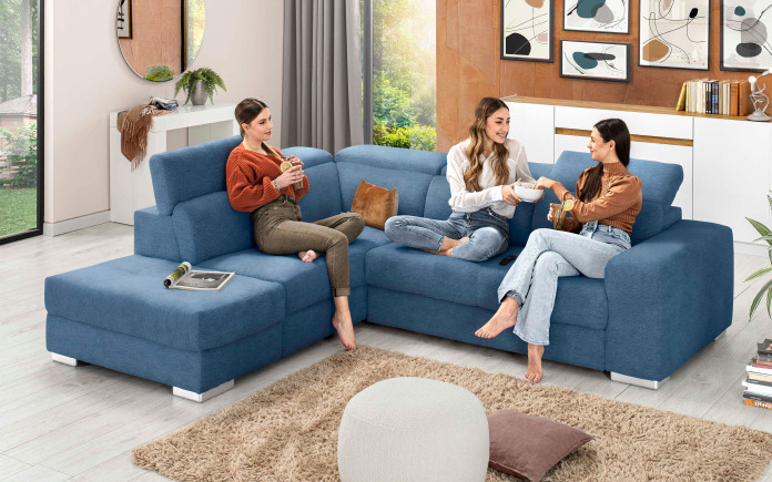 Asil - Canapé-lit d'angle avec pouf coffre gauche - mécanisme extractible - Immagine 1