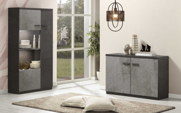 Ameks - Vitrine réversible 2 portes avec porte en verre