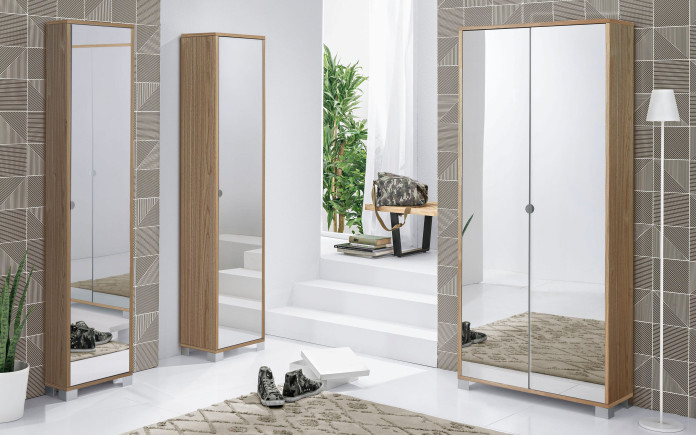 Etnardauq - Meuble à chaussures 1 porte battante avec miroir