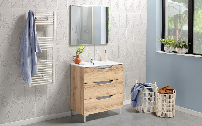 Aioig - Meuble salle de bain composable 3 paniers avec led