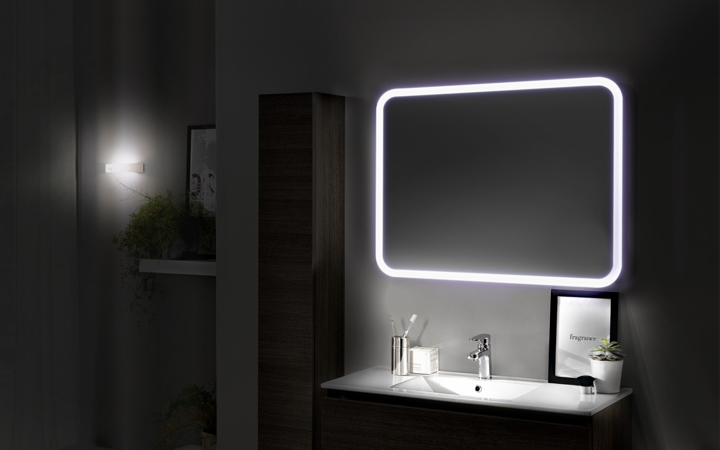 Specchio da bagno grande Specchio da parete a semicerchio Ø 100 cm Specchio  da toilette alla moda Specchio decorativo for ingressi HD Specchio for  trucco antideflagrante (Colore: Punch Hole, Dimension : 