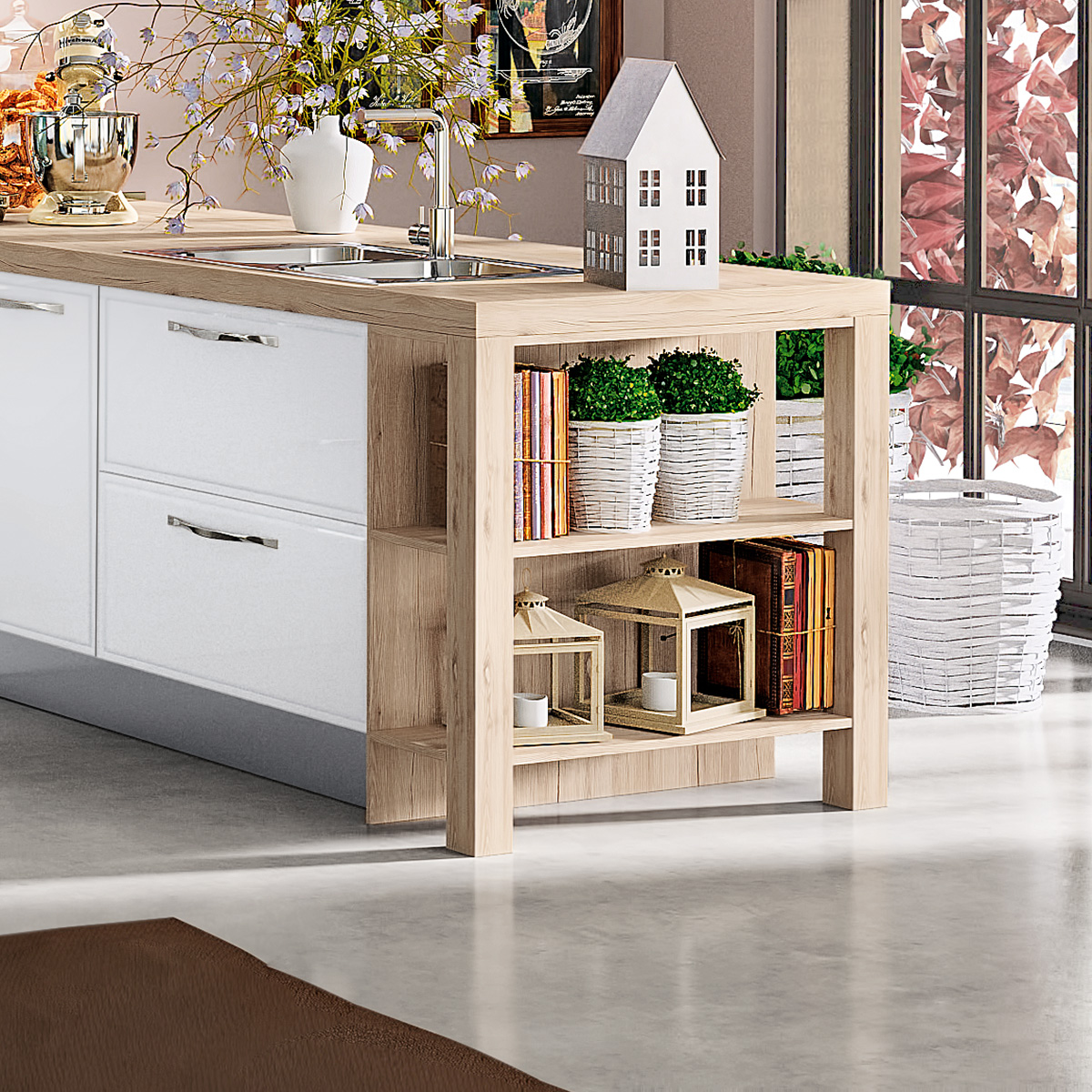 Gipsy Carrello cucina legno bianco decape