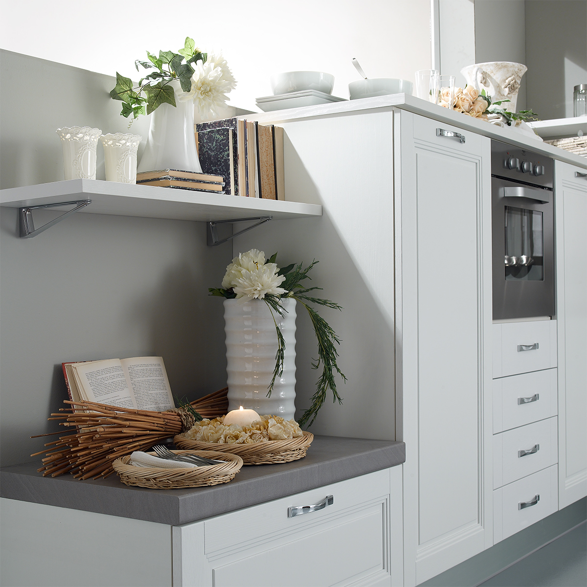Sofia Carrello cucina legno bianco decape