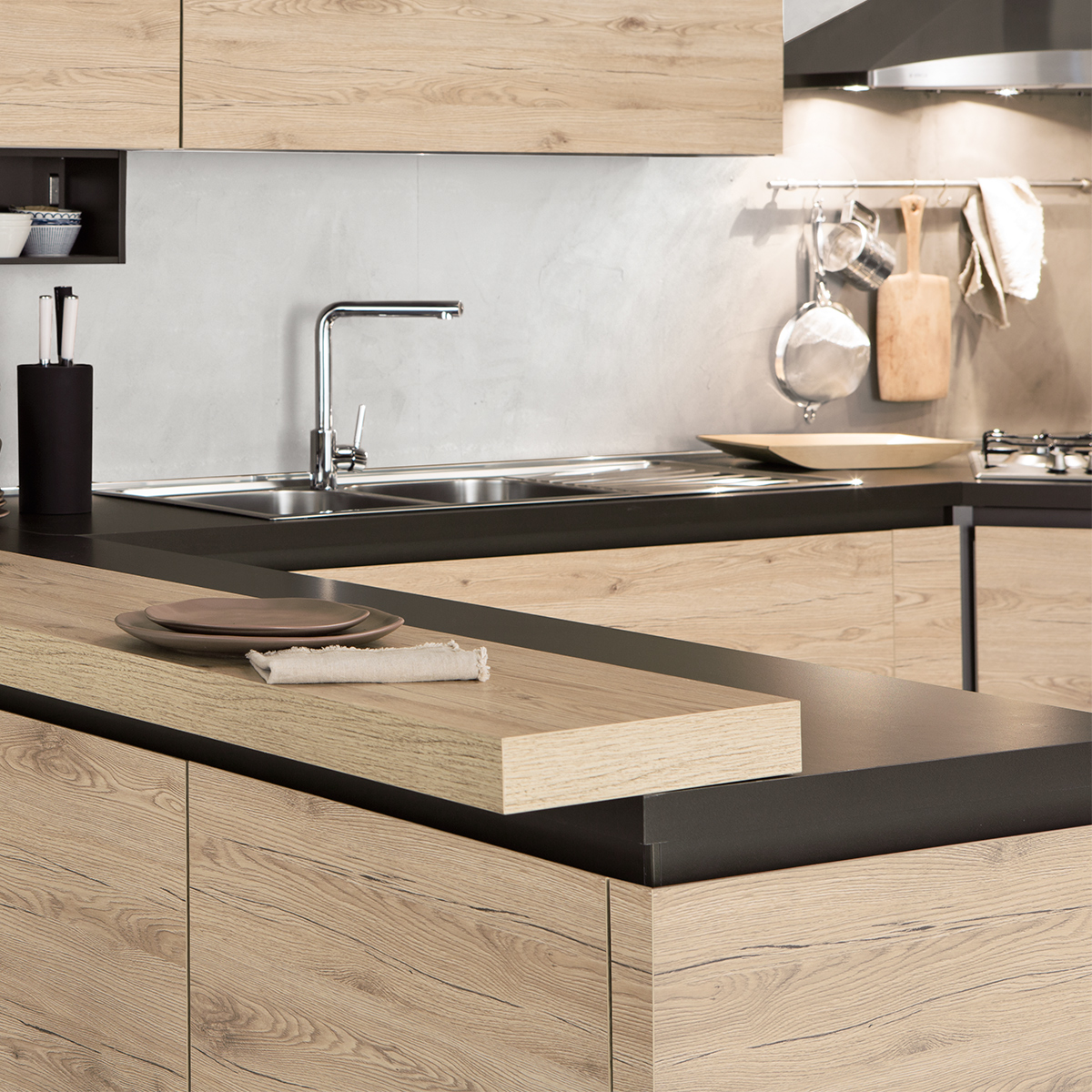 Isola Cucina Moderna Troja Stella Trading - Effetto Quercia Artigianale, 180x90x90 Cm, Design Autoportante - Foto 9